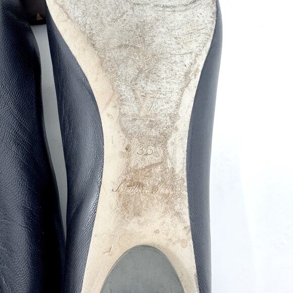 LOUIS VUITTON Popi Brown Leather Ballet Flats with Monogram Bow Size 36 US 6 - Picture 10 of 12